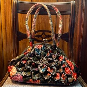 Julia & Michael never used floral and rhinestone handbag.  Extra beads.